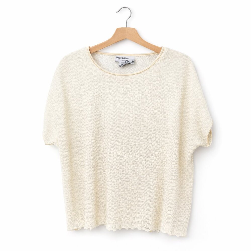 LANA LEE | Butter Yellow Crinkle Short SLeeve Top - XL